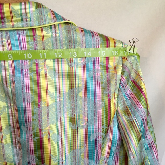 Cynthia Steffe Ladies Blazer Candystripe/Paisley Sz XL Jewelled Brooch Closure - Picture 8 of 8